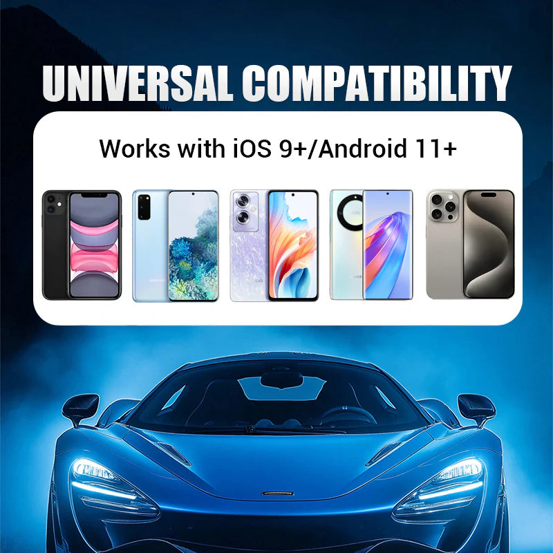 Adaptateur sans fil 2-en-1 pour iPhone et Android Car