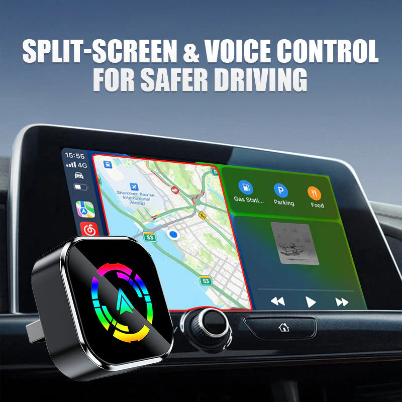 Adaptateur sans fil 2-en-1 pour iPhone et Android Car